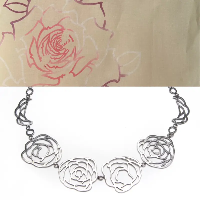 Abstract Rose Line Art Necklace – Minimalist Floral Jewelry