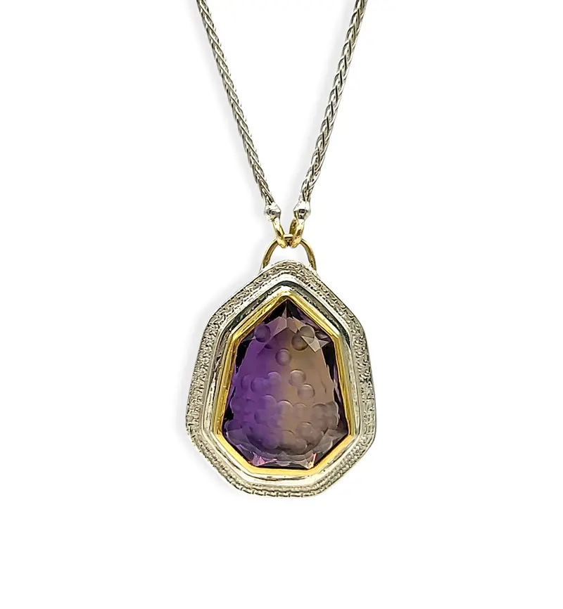 Ametrine Pendant Necklace – Bicolor Amethyst-Citrine Gemstone Highlight
