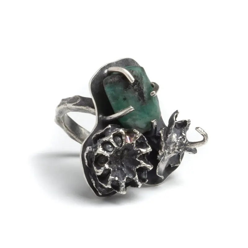 April Ottey Botanical Emerald Necklace with Floral Details