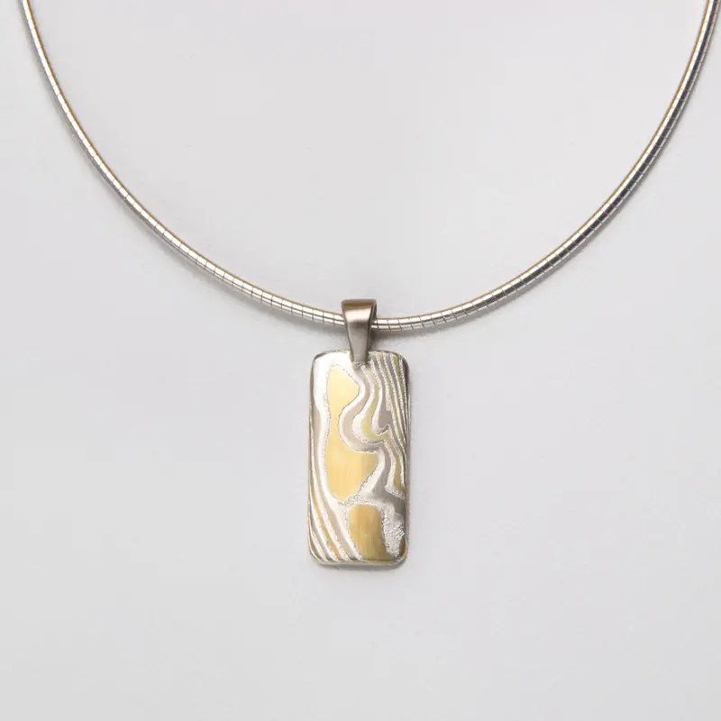 Artisan Mokume Gane Wood-Grain Pendant (Design B)