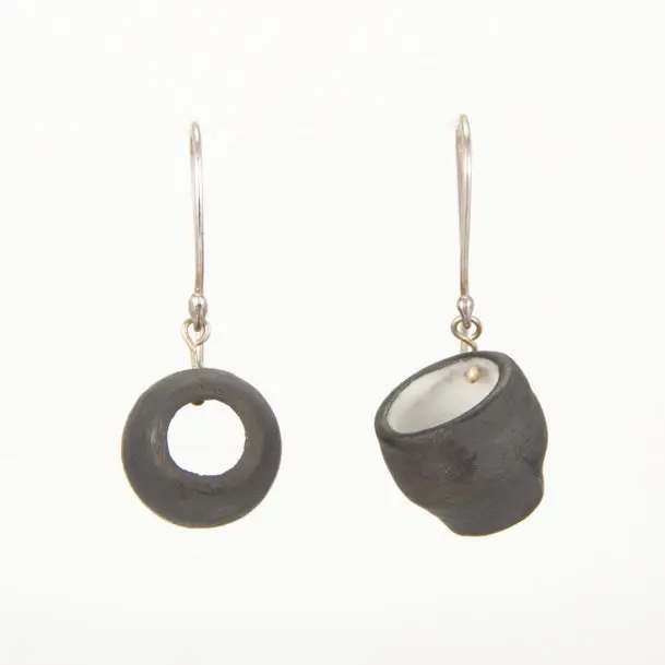 Black and White Porcelain Cup Stud Earrings