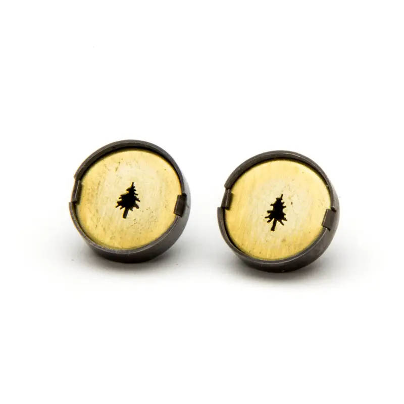 Brass Tree Outline Dangle Earrings