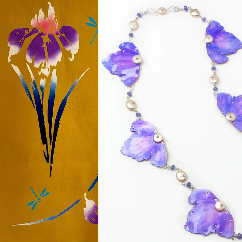Bunny-Ear Iris Garland Pendant Necklace