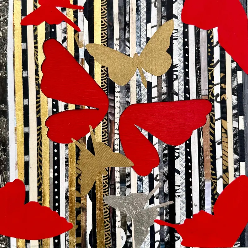 Butterflies on Lines Scarf – Abstract Winged Pattern Design