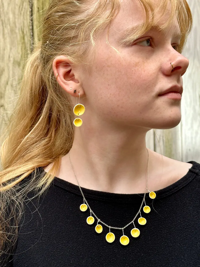 Canary Yellow Duo Pod Earrings – Minimalist Ceramic Pair
