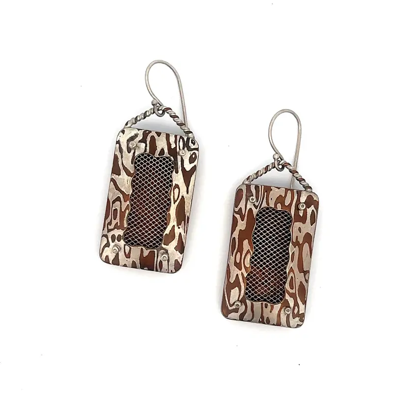 Chapin Dimond Lobster Trap Motif Dangling Earrings