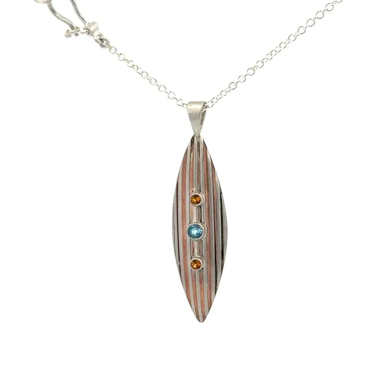 Chapin Dimond Marque End-Grain Wood and Metal Pendant