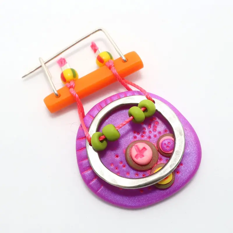 Colorful Curio-Style Brooch – Unique Handcrafted Accent