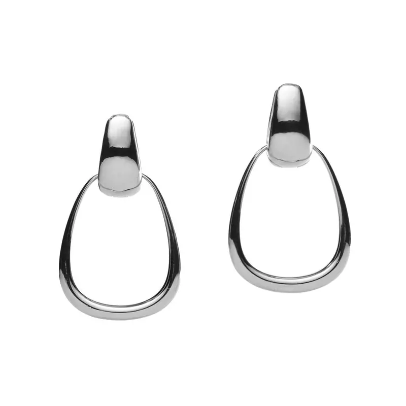 Contemporary Silver Hoop Earrings with Dangle Detail