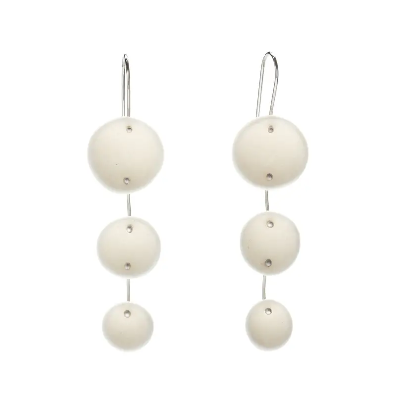 Crisp White Porcelain Pod Dangle Earrings