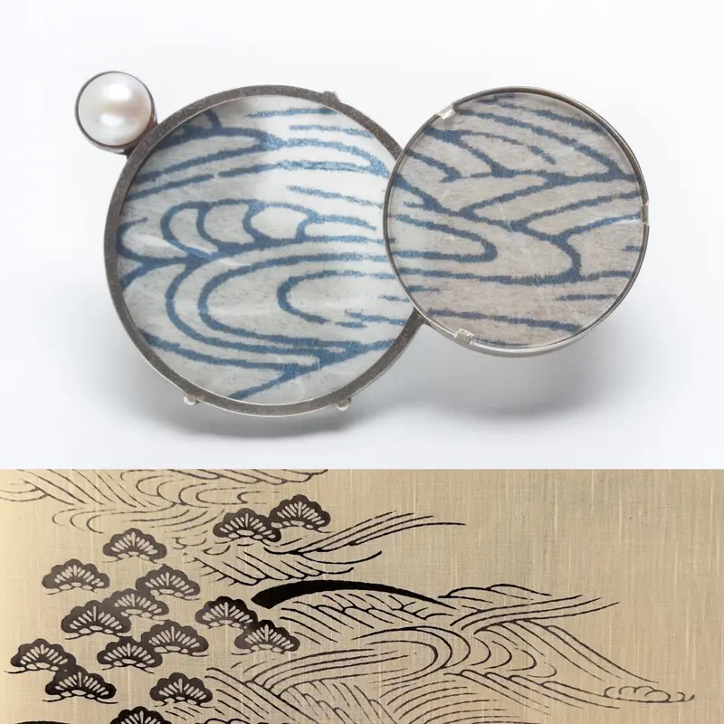 Current I Abstract Metal Brooch