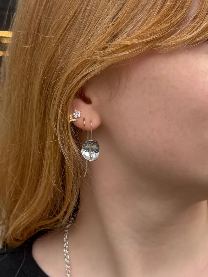 Dark-Finish Textured Chip Earrings