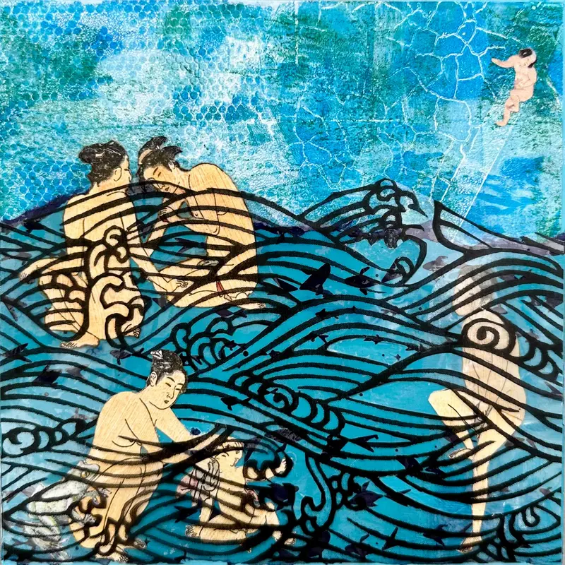 Early Bath Wave Motif Scarf – Serene Ocean-Inspired Texture