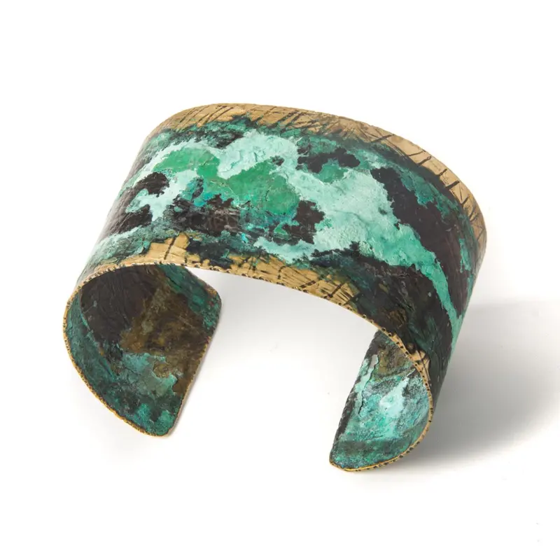 Embossed and Oxidized Metal Cuff Bracelet