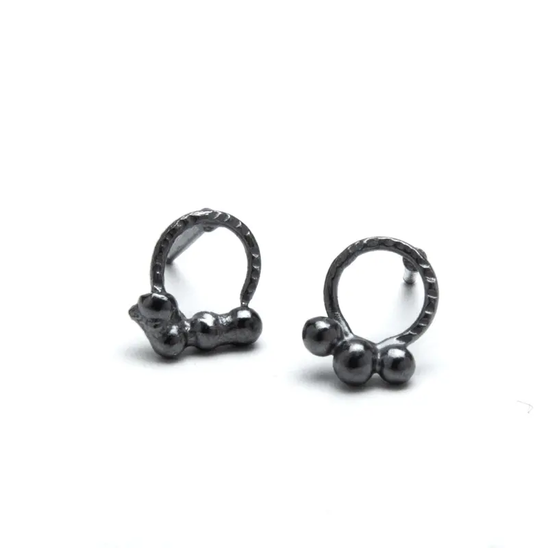 Geometric Seed Circle Stud Earrings