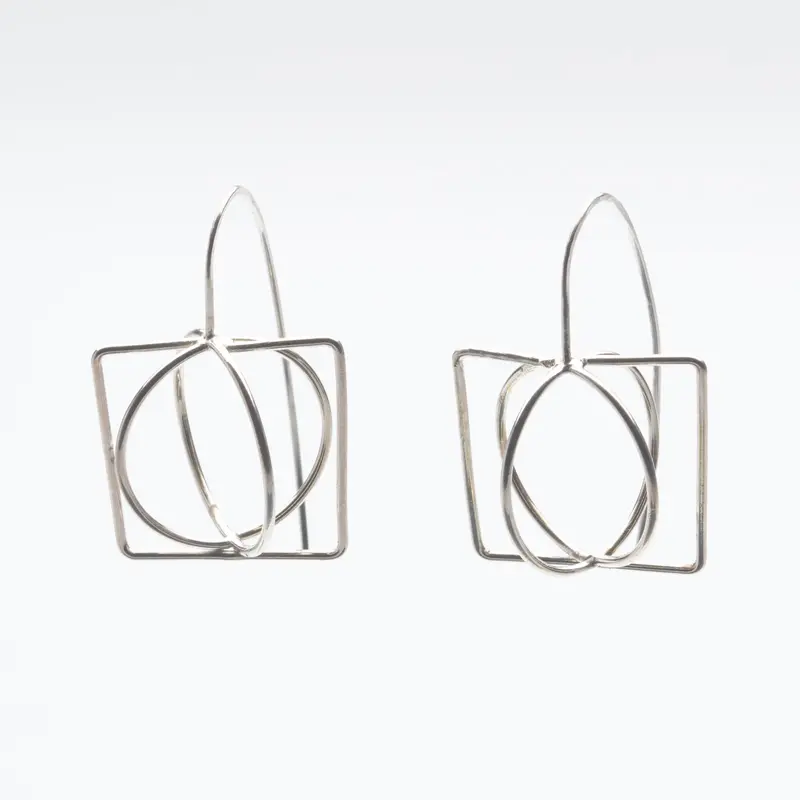 Geometric Sterling Silver Cage Earrings