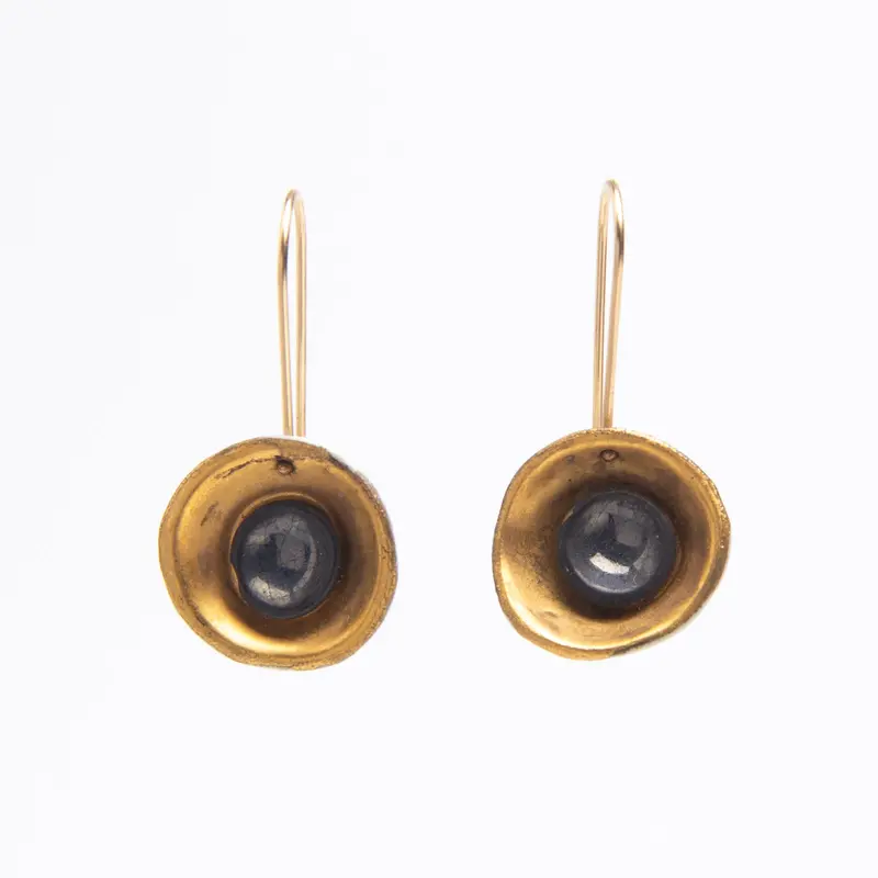 Gold-Trimmed Nested Porcelain Earrings – Layered Texture