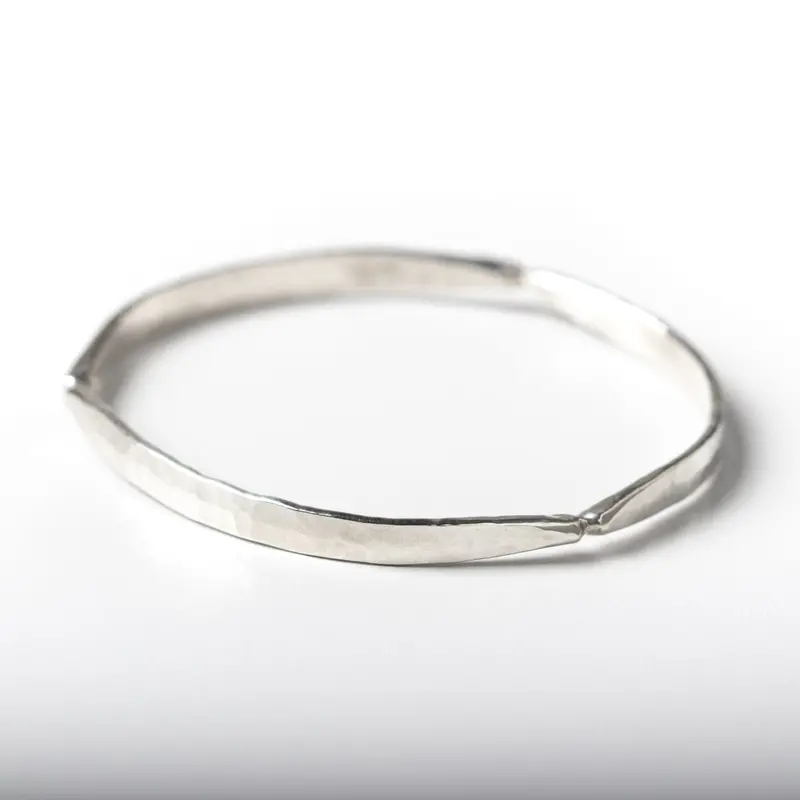 Hand-Forged Triangular Sterling Bangle