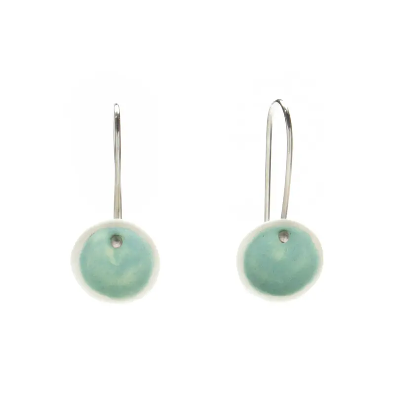 Handcrafted Aqua Porcelain Earrings – Lightweight Ceramic Dangles
