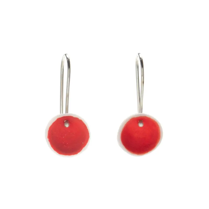 Handmade Red Porcelain Dangle Earrings – Petite Ceramic Pair