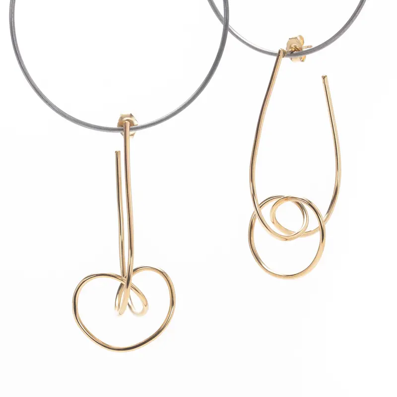 Horizontal Knot Hoop Earrings – Contemporary Linear Metal Statement