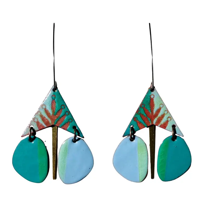 Kelp Rocket Dangle Earrings – Handcrafted Metal Design