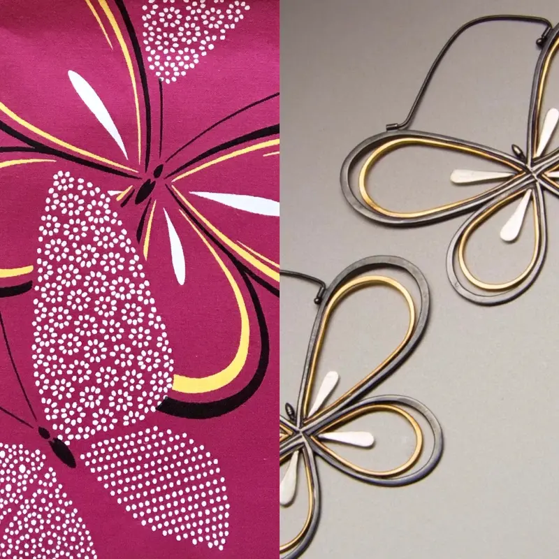Large Hope-Themed Butterfly Hoop Earrings
