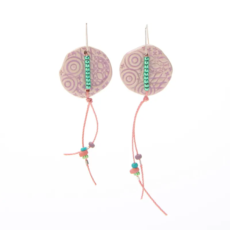 Lavender Dangle Earrings – Lightweight Ceramic Drops with Subtle Texture