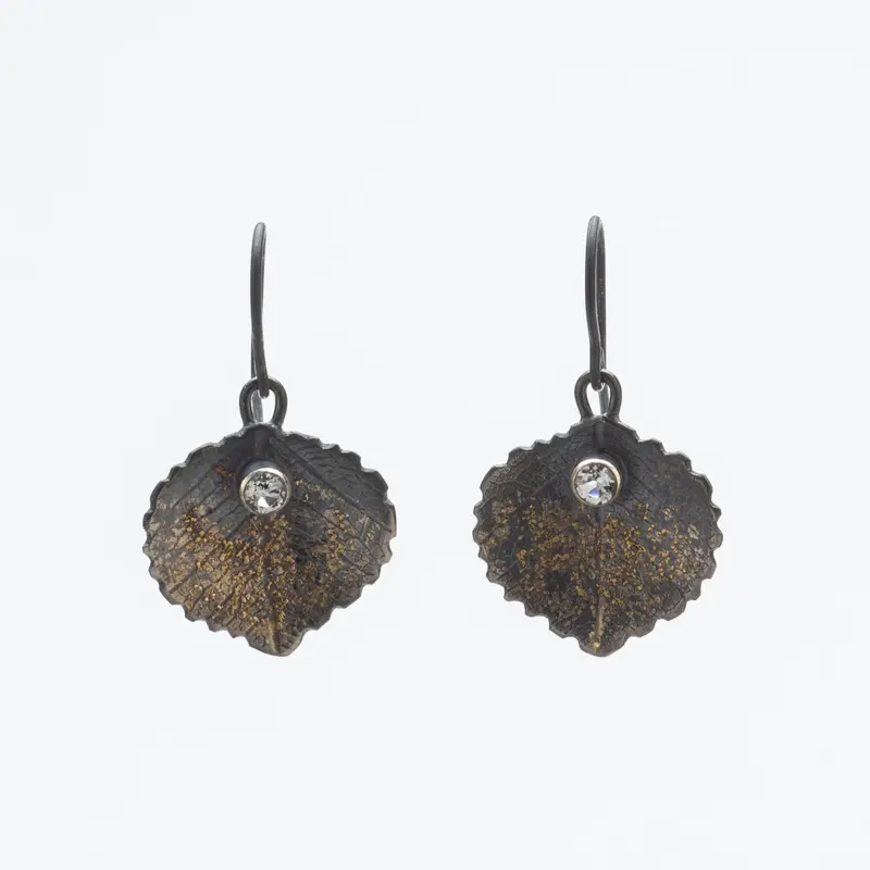 Leaf-Shaped Dangle Earrings Featuring Genuine Topaz