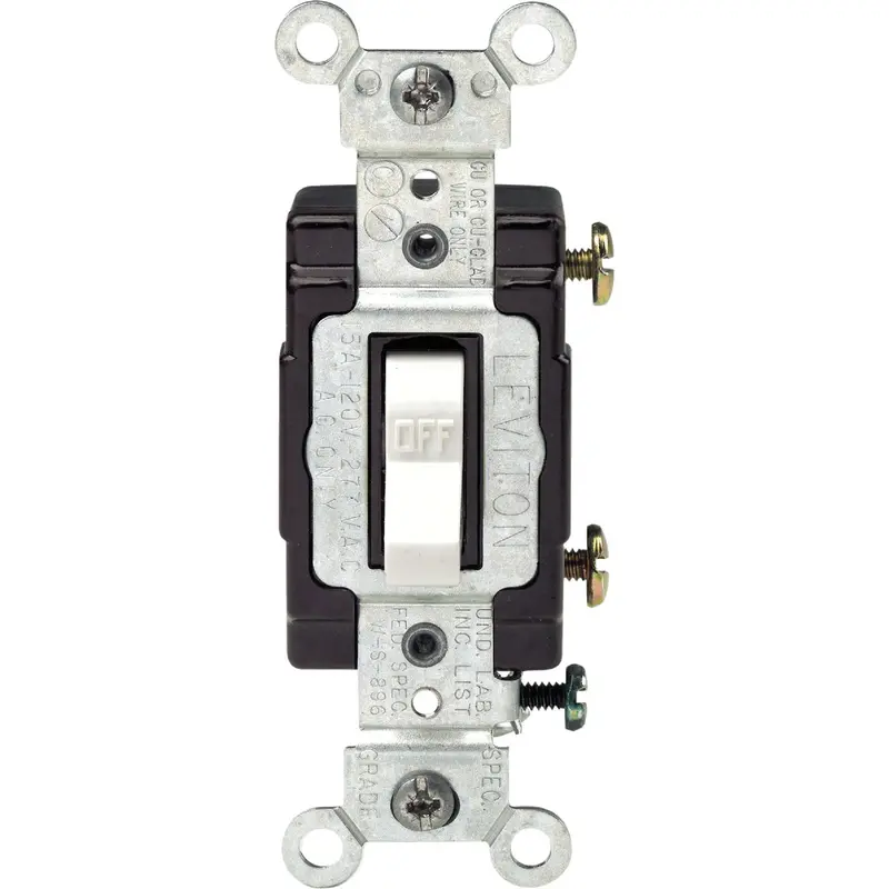 Leviton Heavy-Duty 15A Single-Pole Toggle Switch – White Commercial Grade 1