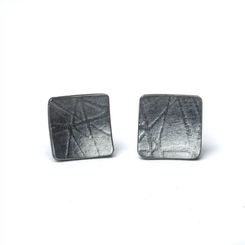 Matte Black Square Stud Earrings