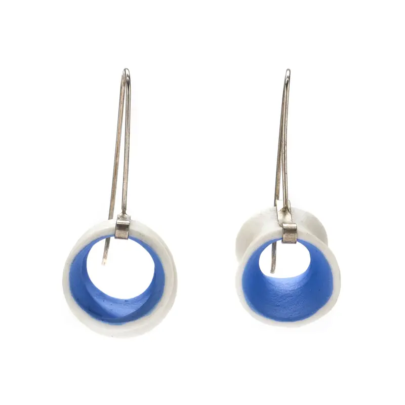 Medium Cobalt Porcelain Tunnel Earrings