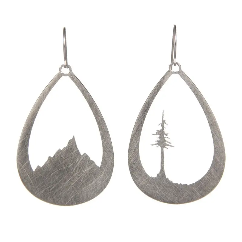 Minimalist Mountain Earrings in Polished Stainless Steel