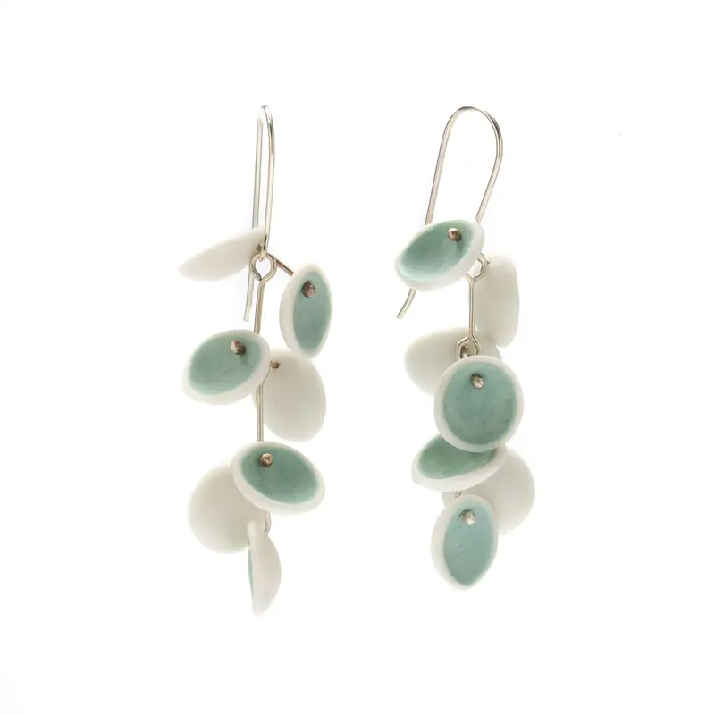 Mint-Tone Cascade Pod Earrings
