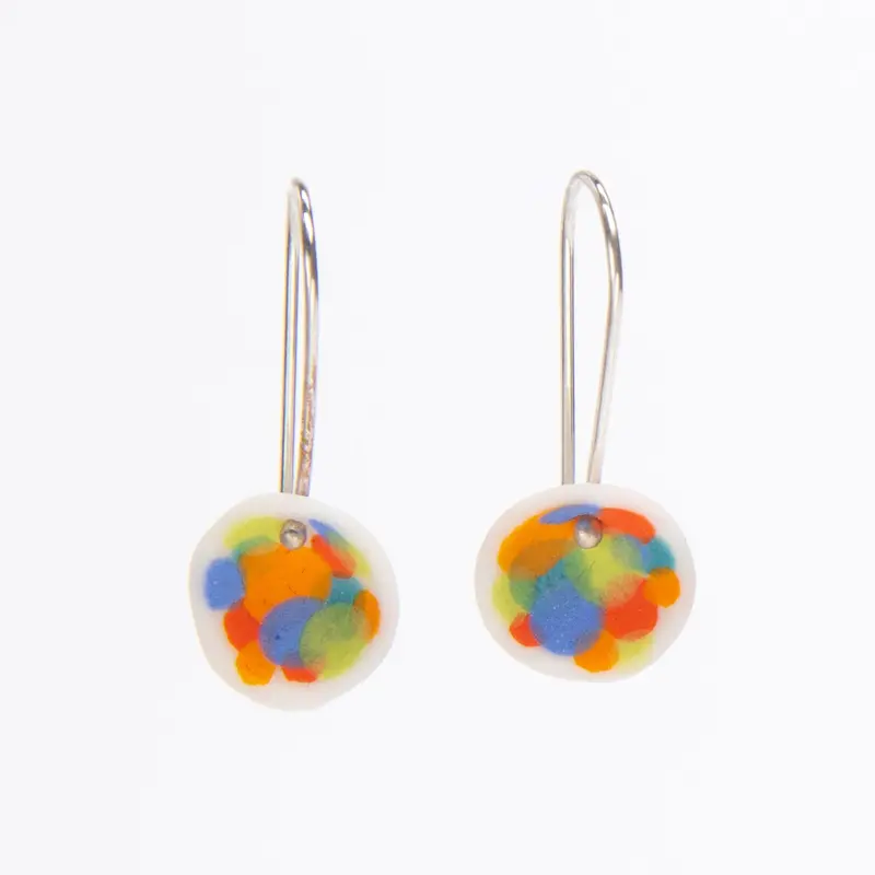 Multicolor Petite Porcelain Earrings – Hand-Glazed Set