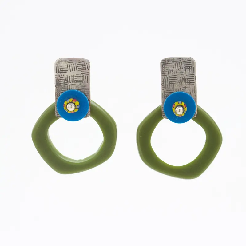 Olive-Toned Acrylic Dangle Earrings
