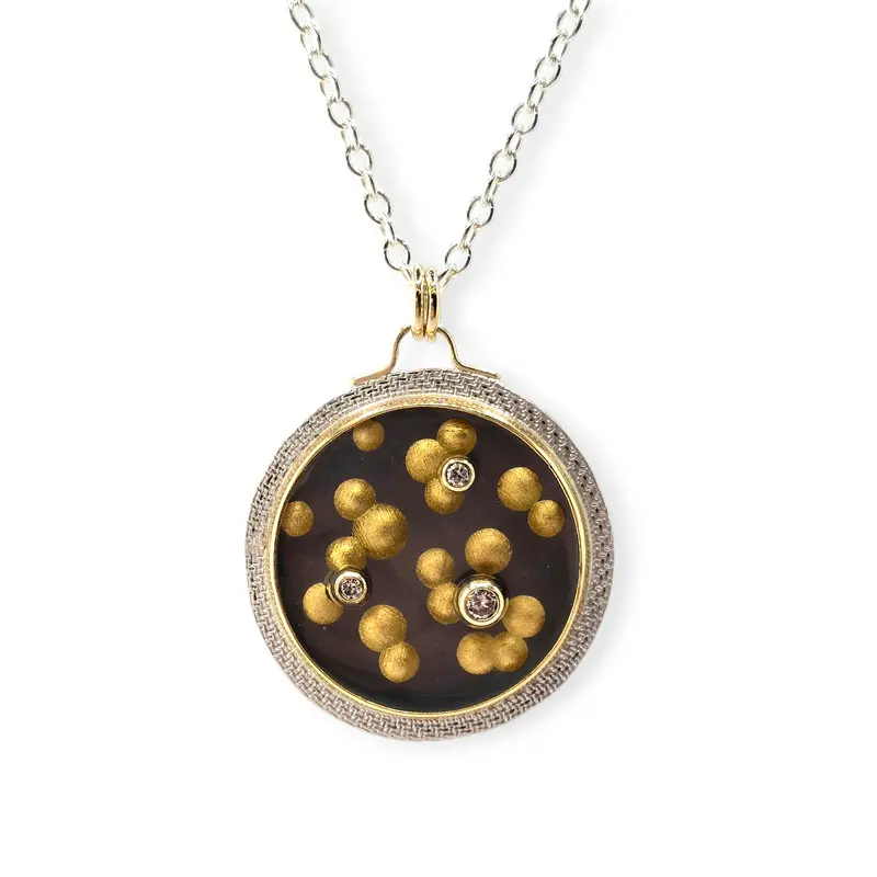 Optical Quartz and Pavé Diamond Bubble Pendant Necklace
