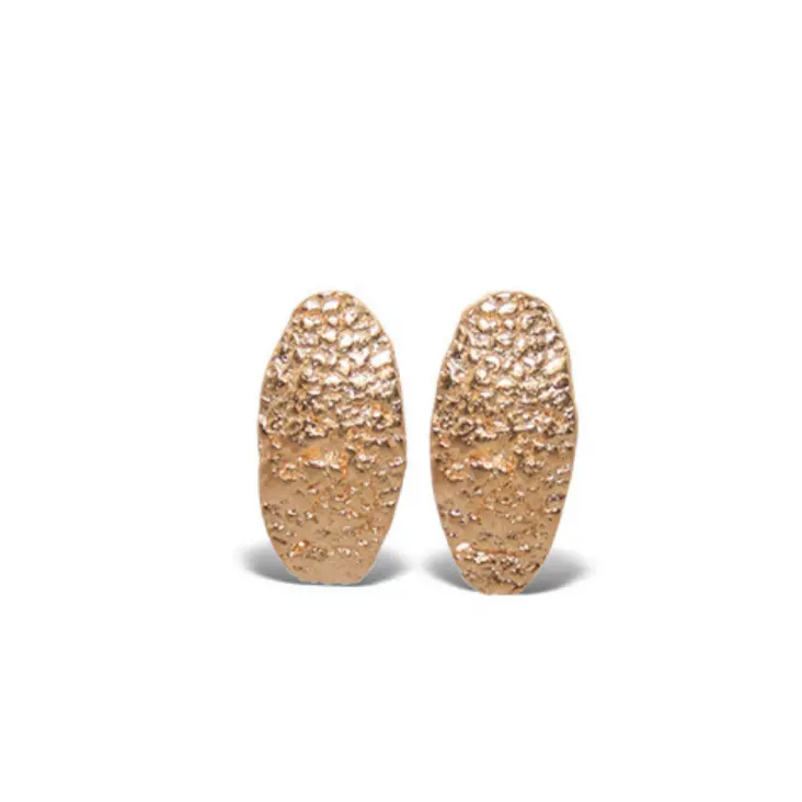 Oval Vermeil Textured Stud Earrings – Luxe Matte Finish