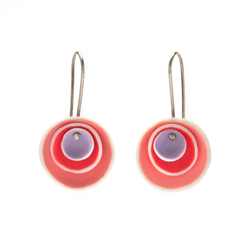 Oversized Triple-Nest Earrings in Soft Pink Tones