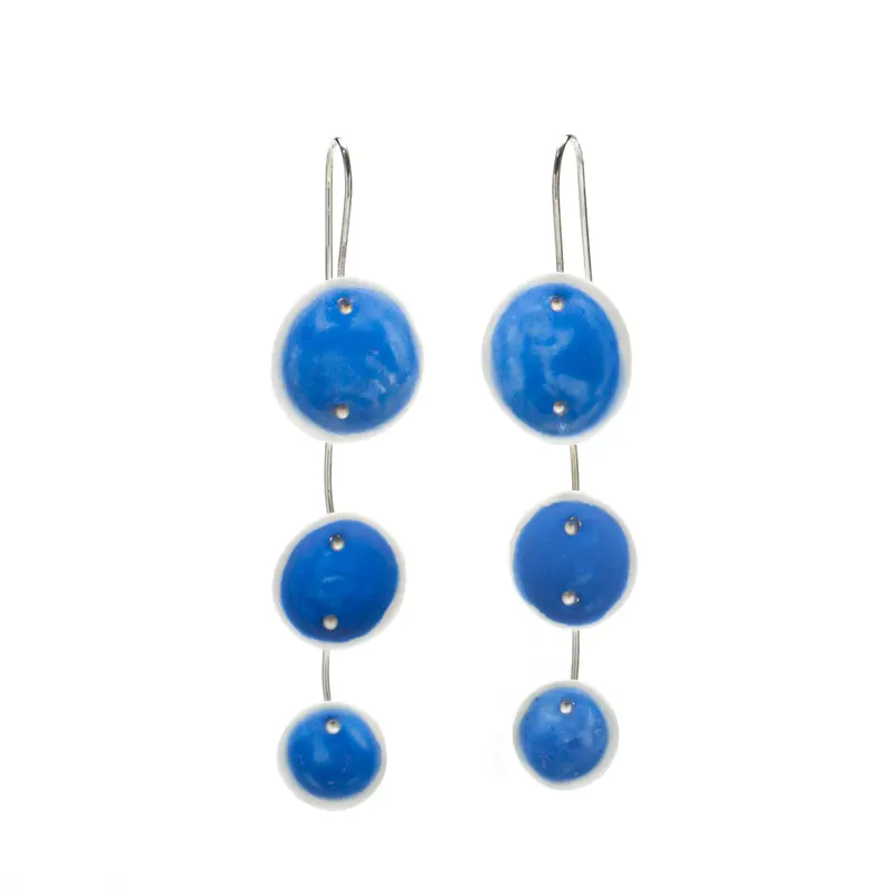 Periwinkle Glazed Porcelain Pod-Shaped Earrings