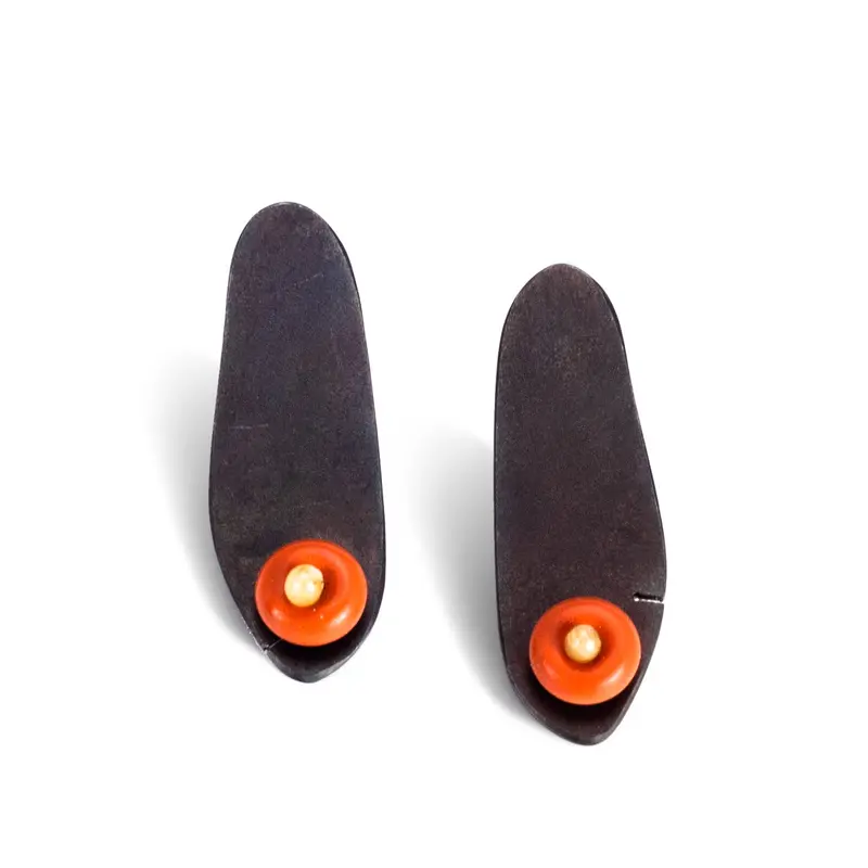 Petal-Shaped Earrings with Red Silicone Accents