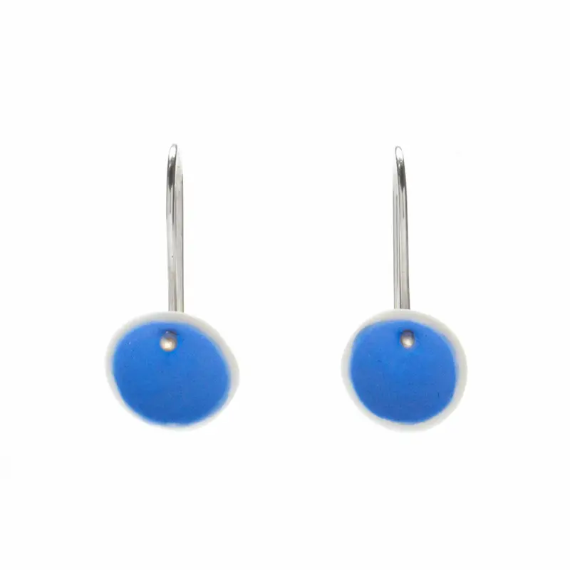Petite Cobalt Porcelain Earrings – Hand-Thrown Ceramic Dangles