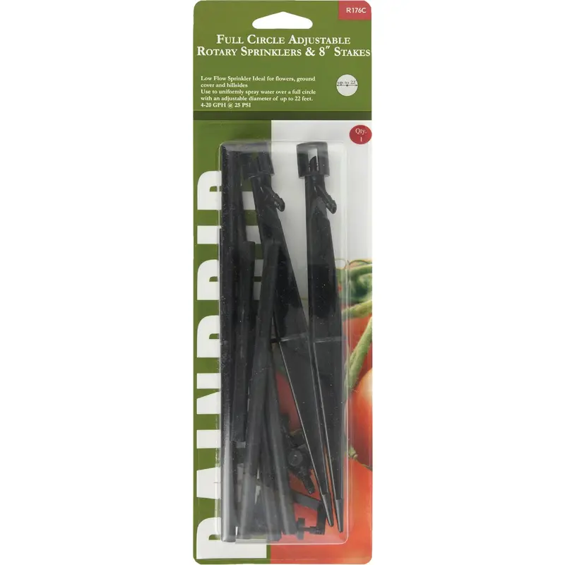 Raindrip Adjustable Rotary Sprinkler – Full-Circle Coverage With Stake (2-Pack) 1