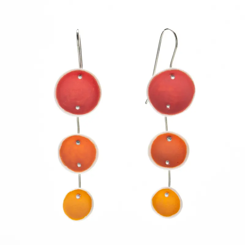 Red-Orange Porcelain Pod Dangle Earrings