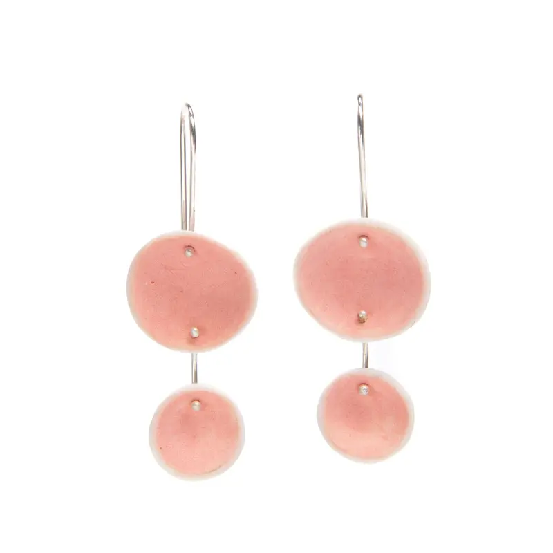 Rose-Tone Duo Pod Earrings – Sculptural Ceramic Design