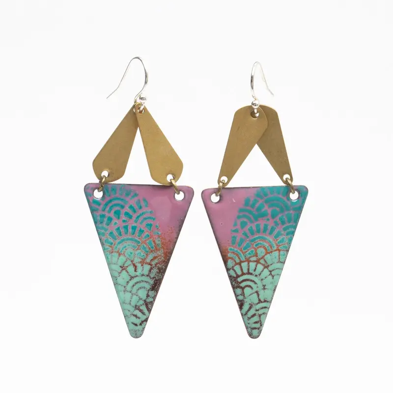 Salmon Belly Drop Earrings – Organic Sea-Inspired Metallic Accents