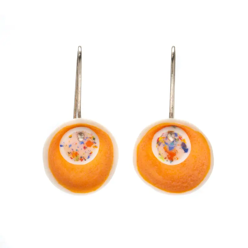 Salmon Double-Nest Earrings with Speckled Detail