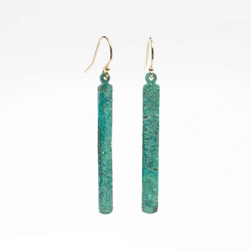 Slim Green-Tinted Acrylic Earrings with Minimalist Design