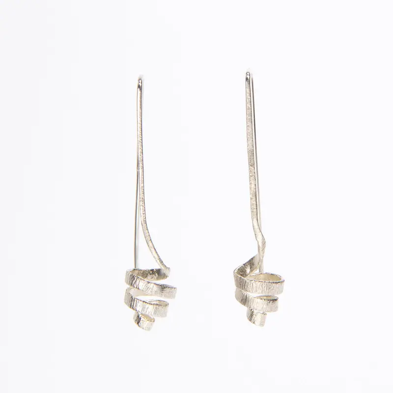 Spiral Drop Earrings – Fluid Sculptural Form
