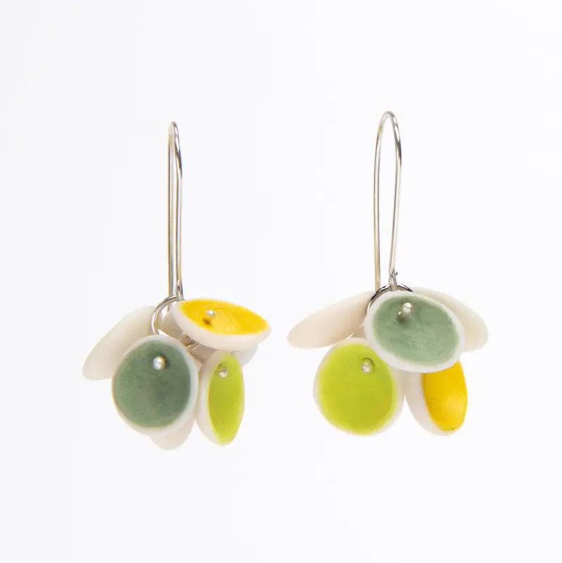Spring Porcelain Cluster Drop Earrings